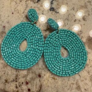 Turquoise Beaded Statement Earrings
